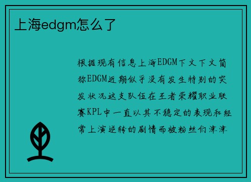 上海edgm怎么了